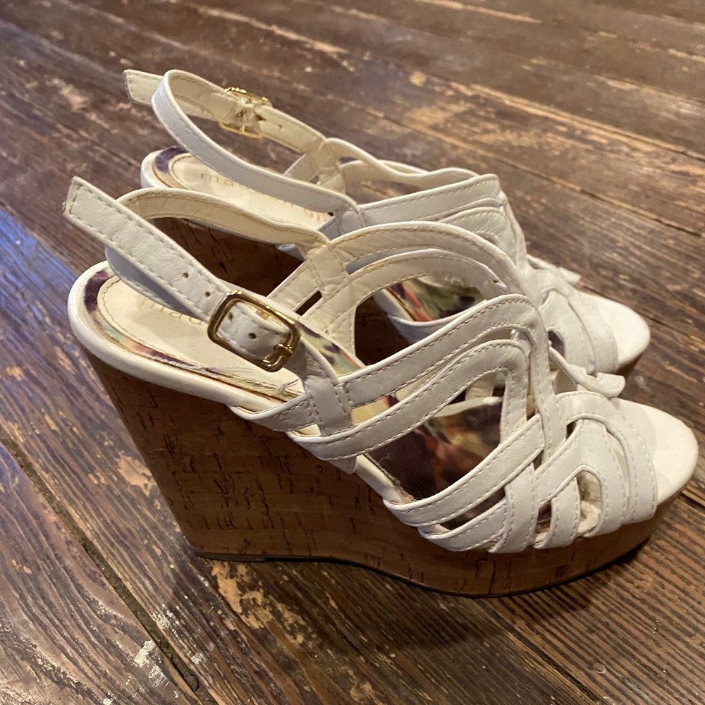 Madden Girl White Wedges
